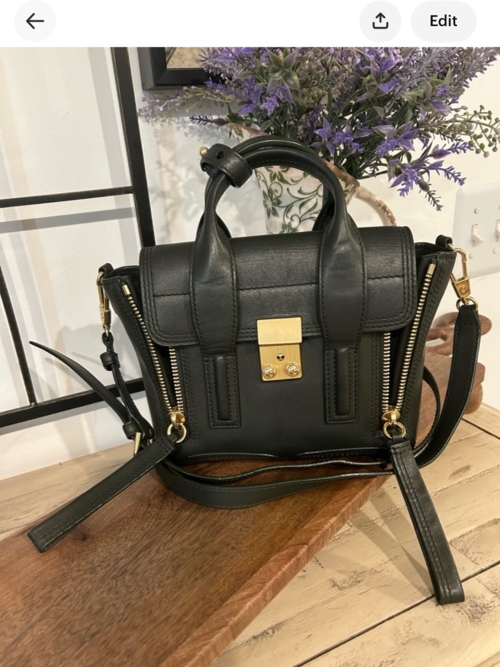 3.1 Phillip Lim Dark Green Leather Mini Satchel with Gold Hardware